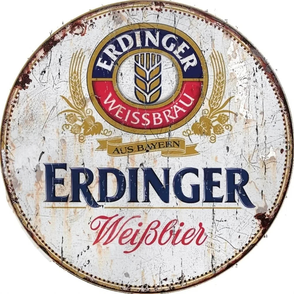 Home Bar Accessories - Targa in alluminio rotonda vintage Erdinger