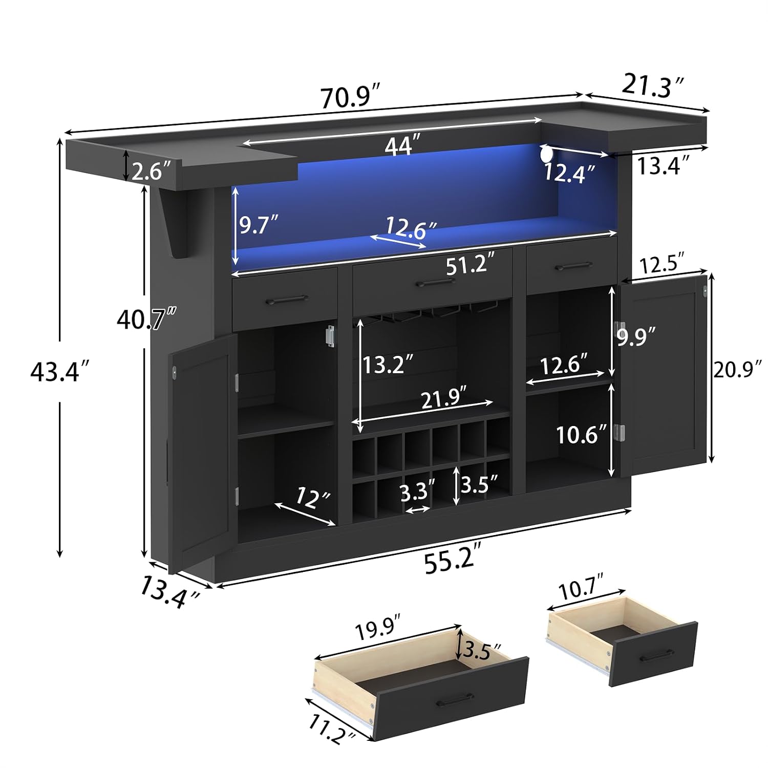 Mobile Bar da 71 Pollici con L - Home Bar Shelves recensione e prezzo